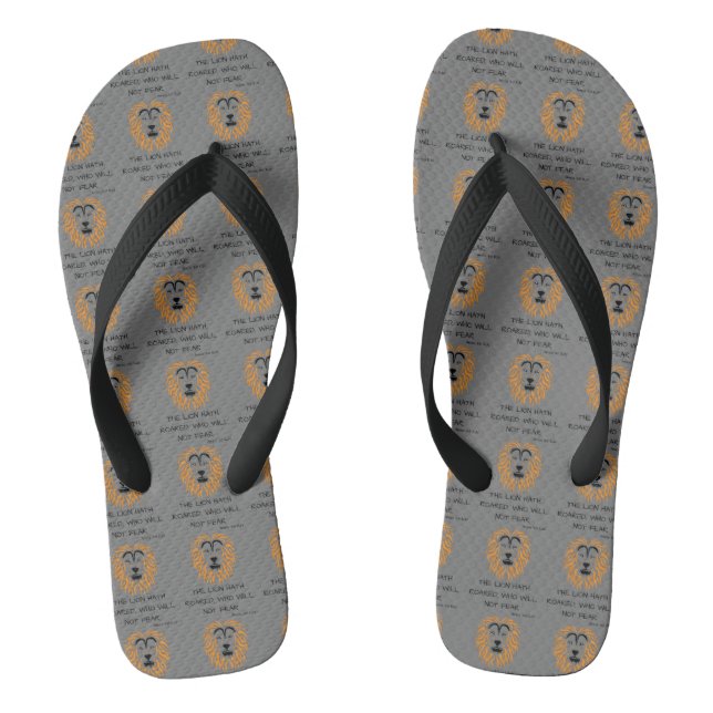 Amos 3:8 KJV Bible Scripture Verse Grey All-Over Flip Flops (Footbed)