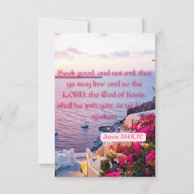Amos 5:14 KJV Bible Verse Pic Flat Greeting Card (Front)