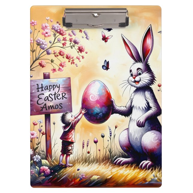 AMOS ~ HAPPY EASTER ~ Bunny and Amos ~ Clipboard (Front)