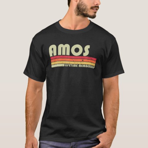 AMOS Surname Funny Retro Vintage 80S 90S Birthday T_Shirt