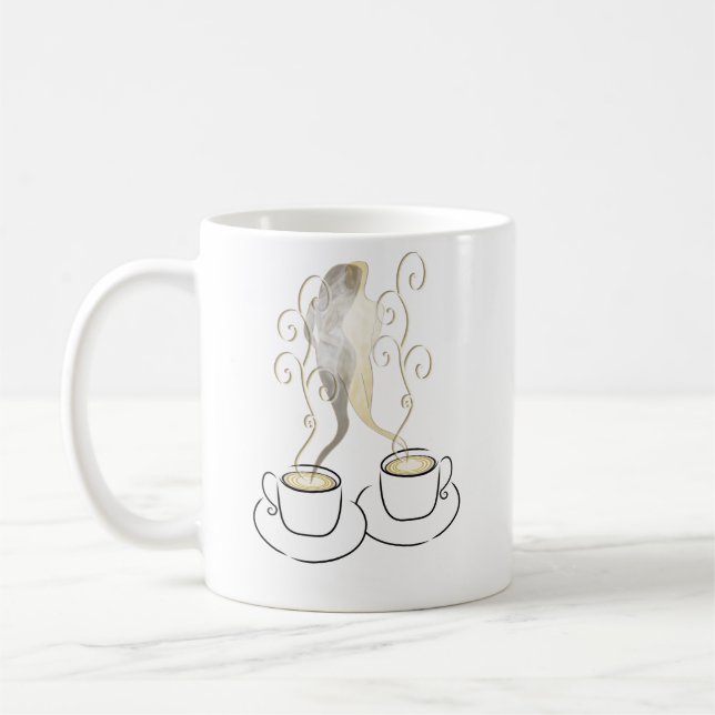 Amour Coffee Cups Illustration | Romantic Coffee L (Left)