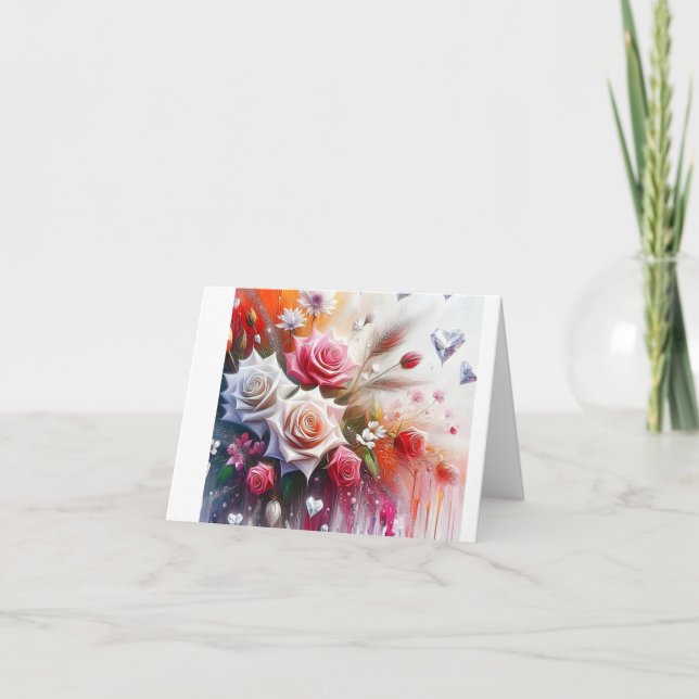Amour Diamanté Letterpress Thank You Card (Front)