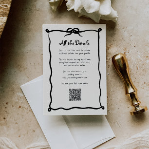 Amour French Bow Wedding Guest Details QR Code Enclosure Card