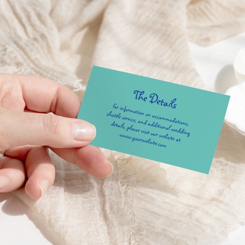 Amour  French Handwritten Blue and Teal Wedding Enclosure Card