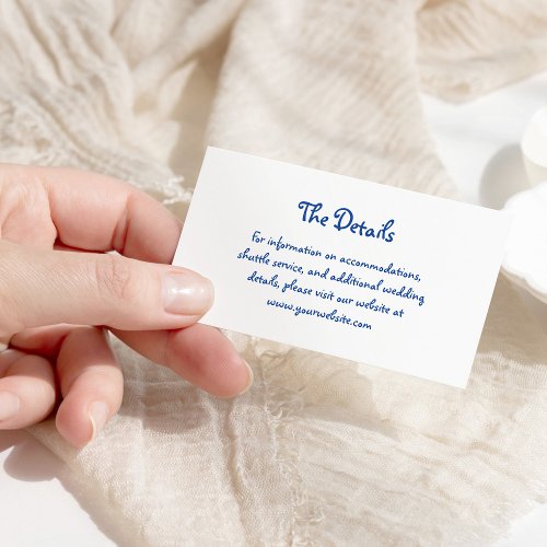 Amour  French Handwritten Blue and White Wedding Enclosure Card