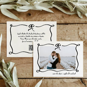 Amour Illustrated French Bow and Photo Wedding Save The Date
