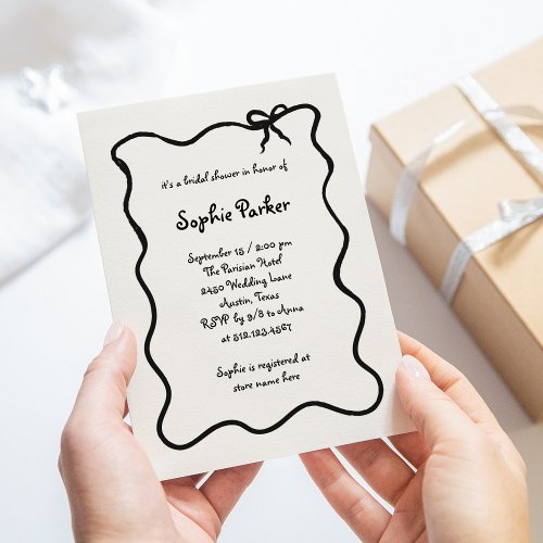 Amour  Illustrated French Bow Bridal Shower Invitation
