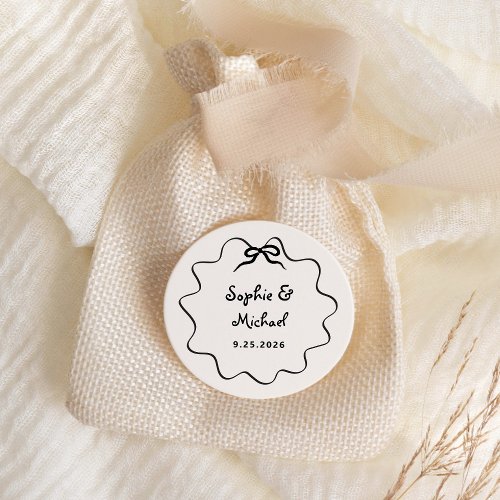 Amour  Illustrated French Bow Wedding Classic Round Sticker