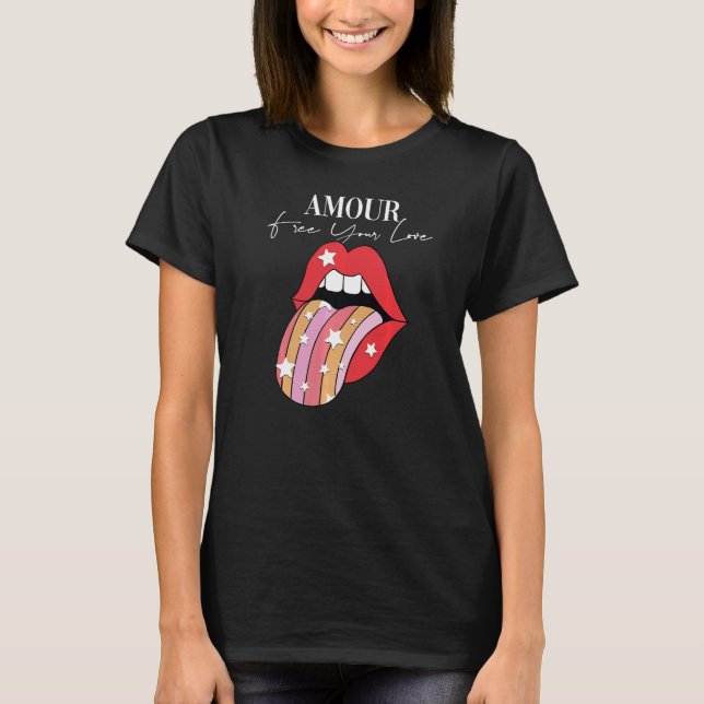 Amour lipstick Motivational Inspirational Slogan Q T-Shirt (Front)