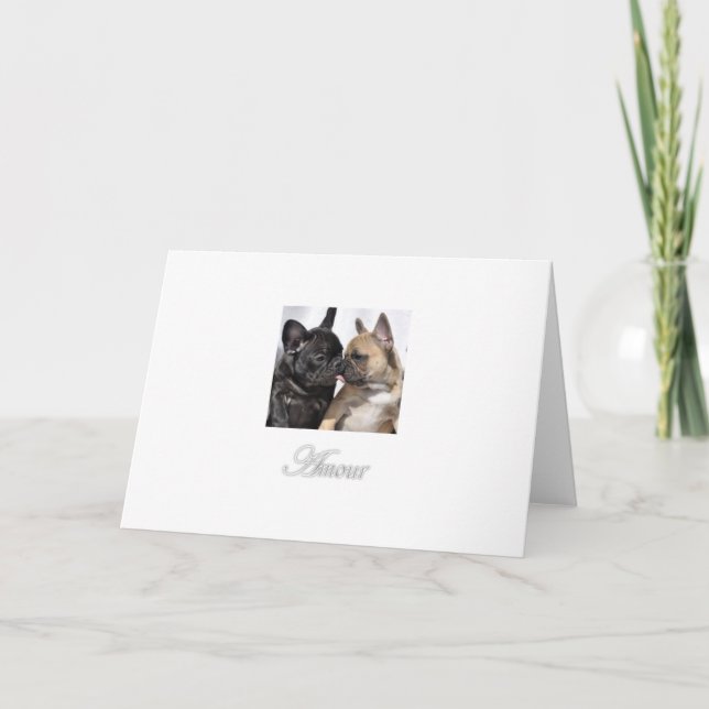 Amour "Love" French Bulldog Greeting Cards (Front)