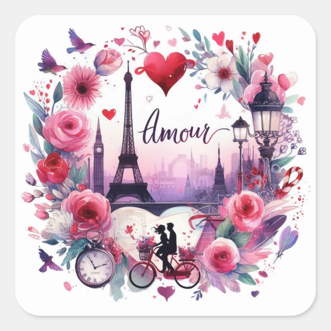 Amour Paris Love Valentines Enevelope Seal  (Front)