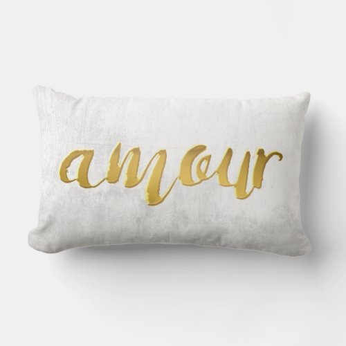 Amour _Print Letter Gold Foil Typography Brush Lumbar Pillow