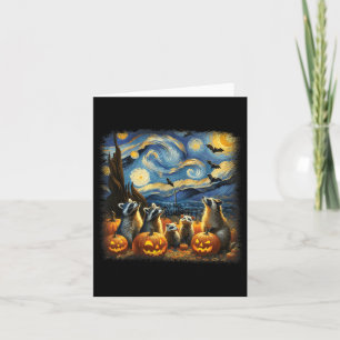 & Possum Halloween Fall Van Gogh Starry Night Card