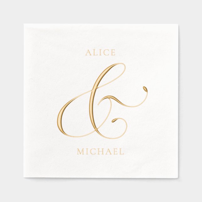 Ampersand and Names Foil Napkins (Front)