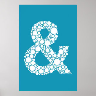 Ampersand (and symbol) Blue Bubble Type Poster
