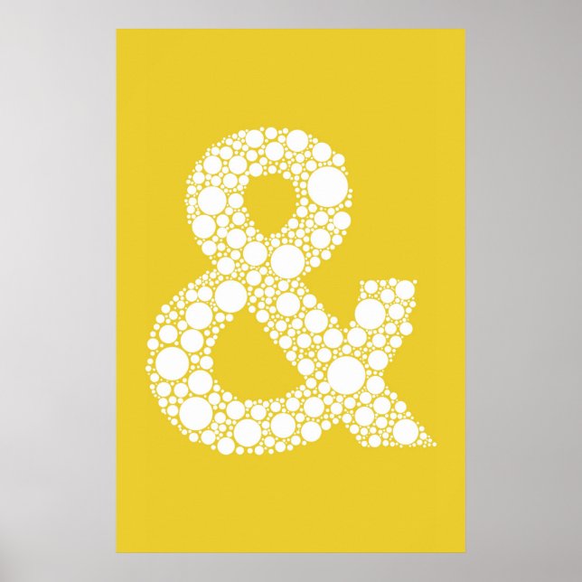Ampersand (and symbol) Poster. Gray text on Yellow Poster (Front)