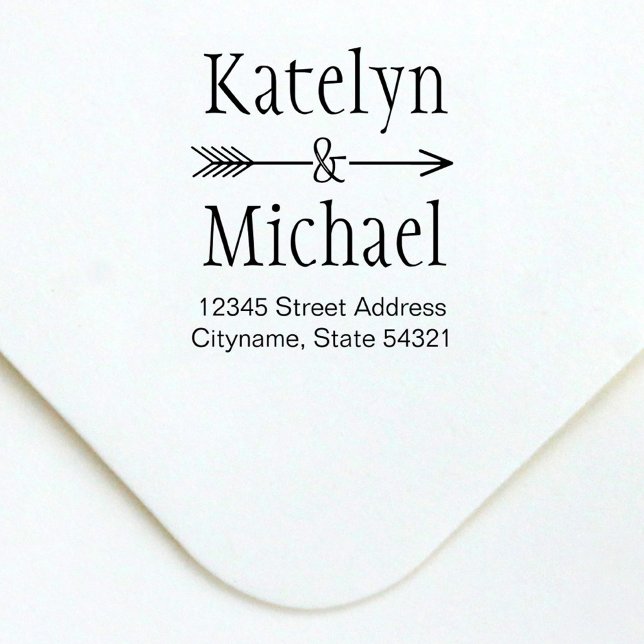 Ampersand Arrow Wedding First Names Address Self-inking Stamp (Creator Uploaded)