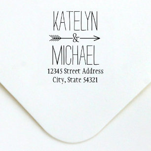 Ampersand Arrow Wedding Return Address Self-inking Stamp