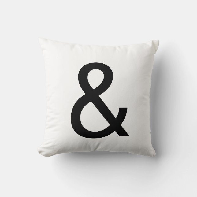 Ampersand Bold Text In Black And White Throw Pillow (Front)