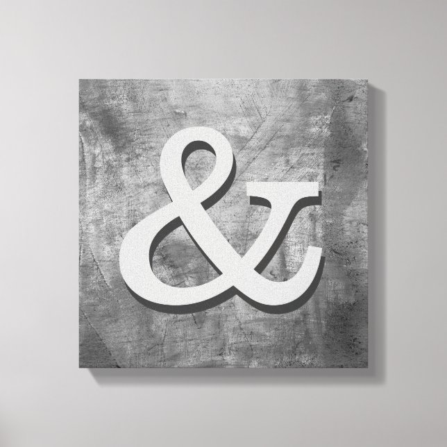 ampersand canvas wall art shabby chic gray (Front)