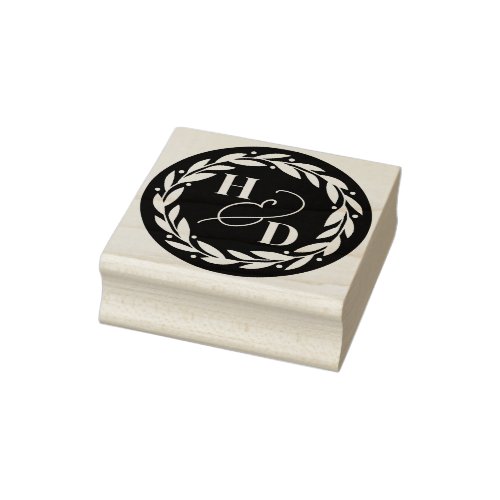 Ampersand Couples Initials Wreath Wedding Rubber Stamp