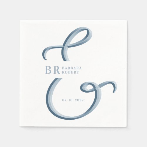 Ampersand Dusty Blue Wedding Napkins