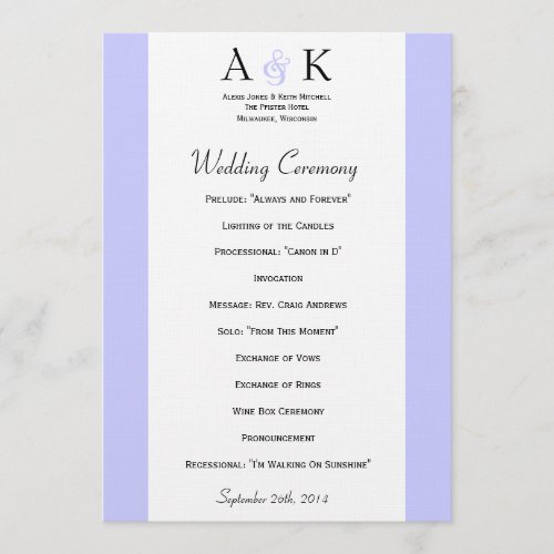 Ampersand Elegance Periwinkle Wedding Program