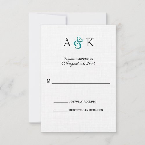 Ampersand Elegance Teal Wedding RSVP Card