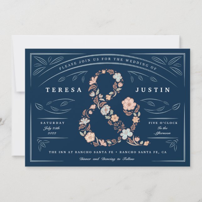 Ampersand Floral Wedding Invitation (Front)
