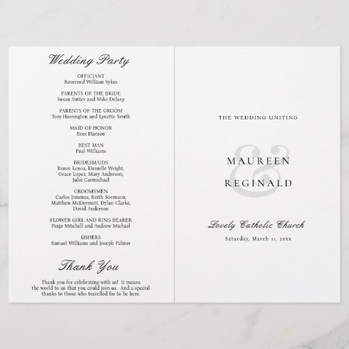 Ampersand Formal Catholic Budget Wedding Program Flyer