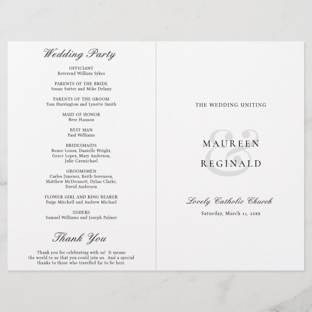 Ampersand Formal Catholic Budget Wedding Program Flyer (Front)