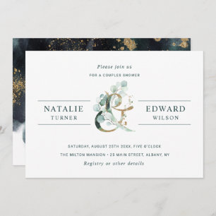 Ampersand Gold Greenery Wedding Couples Shower Invitation