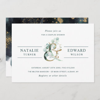 Ampersand Gold Greenery Wedding Couples Shower Invitation