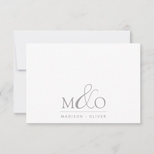 Ampersand Gray Monogram Couple  Note Card