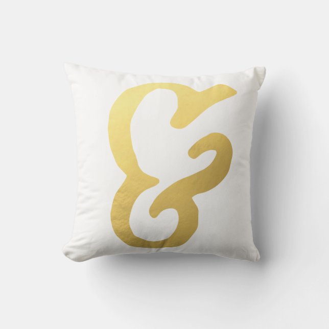 Ampersand Home Decor-Gold and White Throw Pillow (Front)