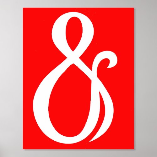 Ampersand in Red  White Foil Prints