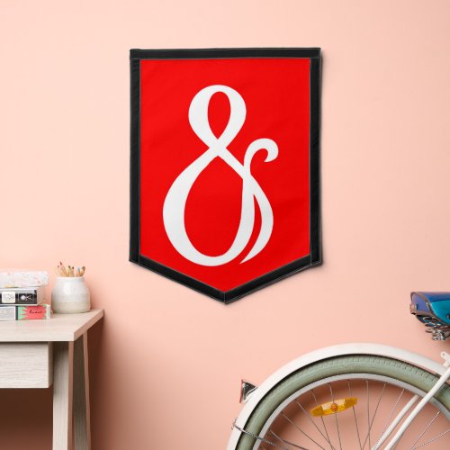 Ampersand in White on Red Background Pennant