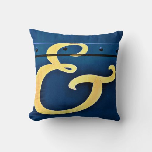 Ampersand in Yellow With Blue Background Throw Pillow