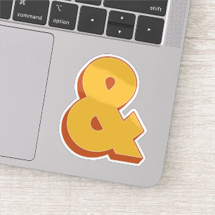 Ampersand Label, Bold 3D Type Font & Symbol Sticker