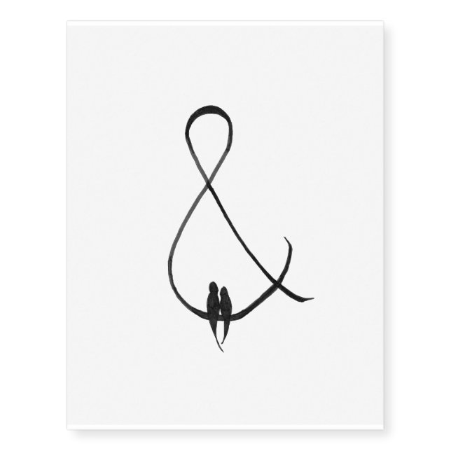 Ampersand love birds temporary tattoo  (Front)