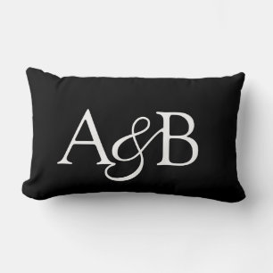 Ampersand Monogram Black and White Couple Lumbar Pillow