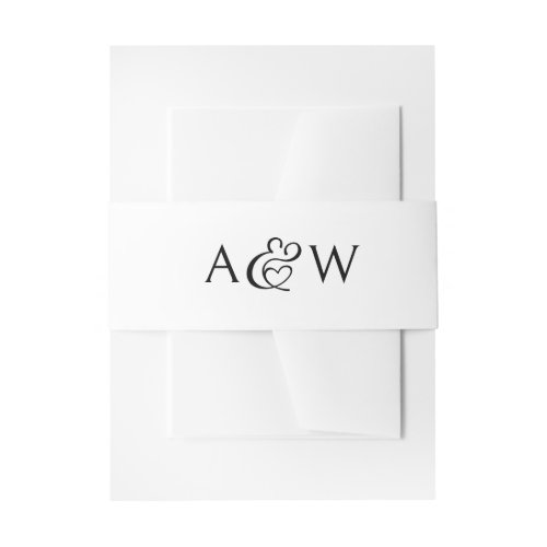 Ampersand Monogram Black and White Wedding Invitation Belly Band