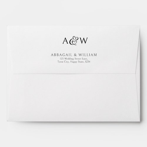 Ampersand Monogram Black and White Wedding Invite Envelope