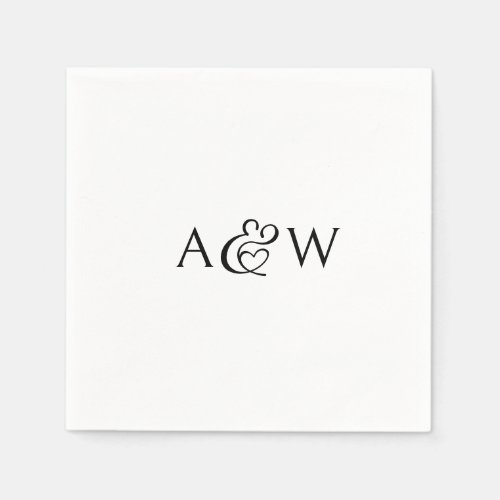Ampersand Monogram Black and White Wedding Napkins
