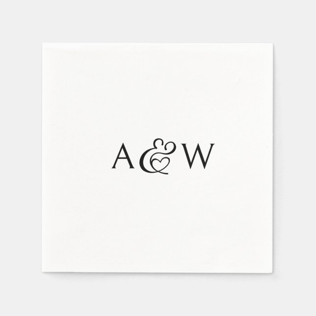 Ampersand Monogram Black and White Wedding Napkins (Front)