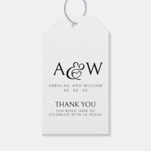 Ampersand Monogram Black & White Wedding Thank You Gift Tags