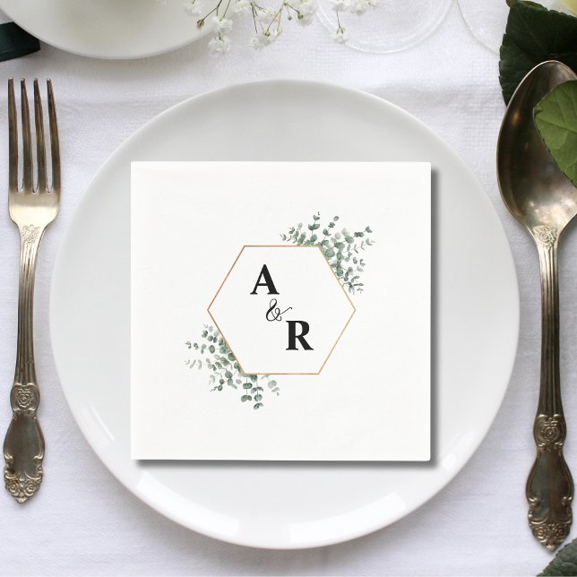 Ampersand Monogram Couple Initials Wedding Napkins (Creator Uploaded)