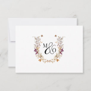 Ampersand Monogram Couple Wedding Wildflower Note Card