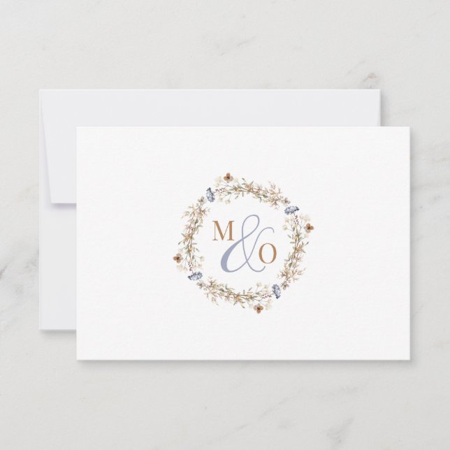 Ampersand Monogram Couple Wedding Wildflower Note Card (Front)