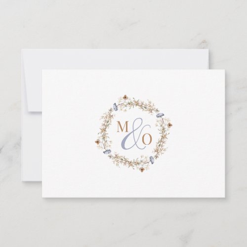 Ampersand Monogram Couple Wedding Wildflower Note Card